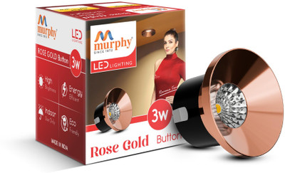 MURPHY 3W Rose Gold Finish Button LED Spot Light | Pack of 1 | Warm White Spot Light Ceiling Lamp(Yellow)