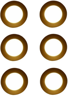 Brightstar LED 10W CBL Round Surface Down Light Panel Light Pack of 6 Recessed Ceiling Light Ceiling Lamp(Yellow)