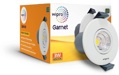 Wipro Garnet 3w mini spotlight, pack of 1 Recessed Ceiling Light Ceiling Lamp(White)