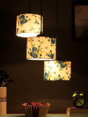Devansh Devansh Multicolor Cotton Round Drum Cluster Hanging Lamp Pendant Lamp Ceiling Lamp(Multicolor)