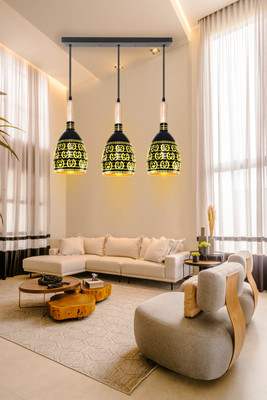 GAUVIK GAU- BLACK SMILY LINEAR THALI Chandelier Ceiling Lamp(Black)