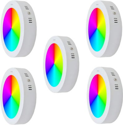 MNLight 9 Watts Round Surface 7 in 1 Multi color Down Light, Pack of 5 Recessed Ceiling Light Ceiling Lamp(Multicolor)