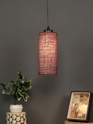 Devansh Maroon Jute Cylindrical Hanging Lamp For Home, Office And Living Area Pendant Lamp Ceiling Lamp(Maroon)