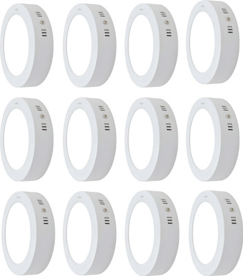 MNLight Moon Light LED 9 Watts Round Surface Down Light, Pack of 12, Cool White Recessed Ceiling Light Ceiling Lamp(White)