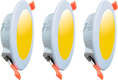 MVL 10W Maxa Bright Round LED Conceal Down Light (Warm White - Yellow) Pack of 3 Ceiling Light Ceiling Lamp(Yellow)