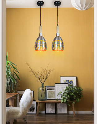 GENREE GEN-SILVER 1201 HL, PACK OF 2 Pendant Lamp Ceiling Lamp(Silver)