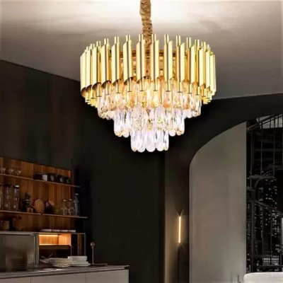 Mazaya crystal Gold polish metal 300mm chandelier hanging ceiling pendant chandelier Chandelier Ceiling Lamp(Gold)