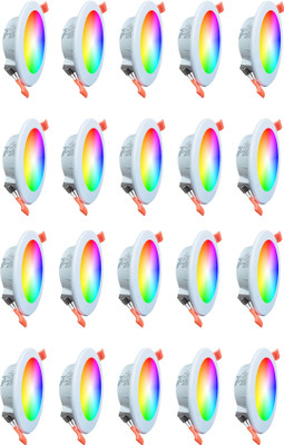 MVL Maxa 10-Watts 7-in-1 Multicolor Round Led Conceal Down Light Pack of 20 Ceiling Light Ceiling Lamp(Multicolor)