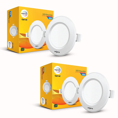 Wipro Garnet 8 Watt Led Round Downlight (Pack of 2) Ceiling Light Ceiling Lamp(White)