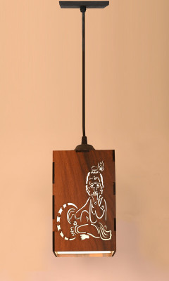 Gojeeva Maakhan Chor Wooden Hanging Lamp Lamp suitable for Living room, Hallway Etc Pendant Lamp Ceiling Lamp(Brown)