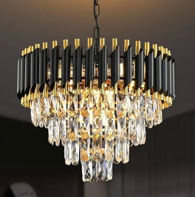 FLOSTON Chandelier Ceiling Lamp(Clear, Black)