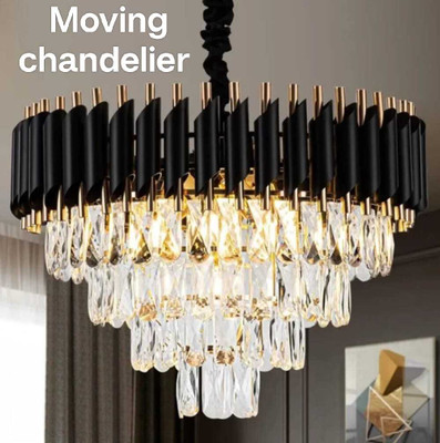 goblet 600mm black Moving with Remote Chandelier Chandelier Ceiling Lamp(Black)