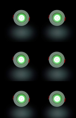 D'Mak D’Mak™ 1 Watt LED COB/Spot Light/Button Light (Green) Round Driver Included pack of 6 Recessed Ceiling Light Ceiling Lamp(Green)