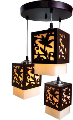 Brightlyt 3 Lights Lotus Chandelier Hanging Cluster for Home Decor Pendants (Without Bulb) Pendant Lamp Ceiling Lamp(Black, White)