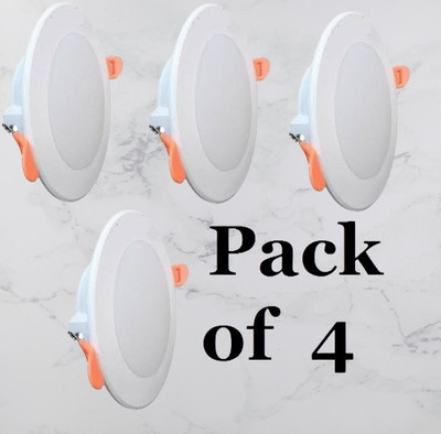 Brightstar Maxa 10-Watts Round Led Panel Conceal Down Pack of 4 Recessed Ceiling Light Ceiling Lamp(White)