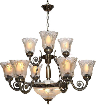 GAUVIK 8827 12 LIGHT Jhoomar/Chandelier for Restaurant,Bedroom,Living Room,Home Decor Chandelier Ceiling Lamp(Gold, Clear)