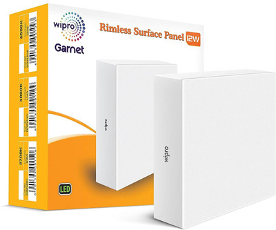 Wipro Garnet 12W Rimless Square LED Surface Panel|Cool White| Pack of 1 Recessed Ceiling Lamp(White)