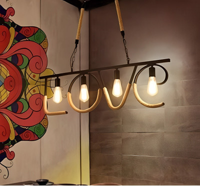 Areezo Areezo Love Shape Unique design Hanging pendent (bulbnot incl.) (Pack of 1) Pendant Lamp Ceiling Lamp(Black)