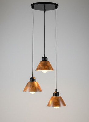 LUZLANE Wooden Vintage Hanging lights for living room, Bedroom | Set of 3 chandelier Pendant Lamp Ceiling Lamp(Brown)