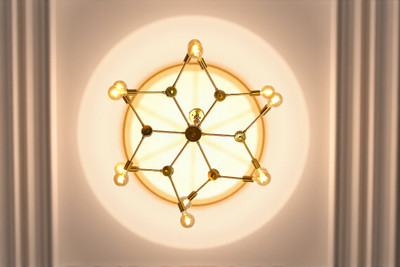 Prop It Up 12 Lamp E27 Modern Style Brass Finish Mid Century Semi Flush Mount Type Sputnik Chandelier Ceiling Lamp(Gold)