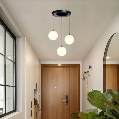 Baslash 3-light Decoration Modern White Glass Hanging Light Pendants Ceiling Lamp Pendants Ceiling Lamp(White)