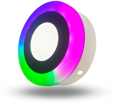 D'Mak 6 Watt White+PGB Round Surface Led Decorative Panel Light (Pack Of 01) Ceiling Light Ceiling Lamp(Multicolor)