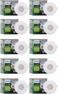 PHILIPS Astra Spot 2-Watt LED Spotlight for Display Cutout:35mm Warm White, Pack of 10 Ceiling Light Ceiling Lamp(Yellow)