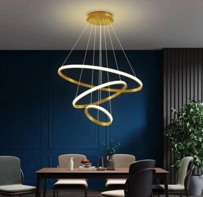 Yavik Modern 3 Ring LED High quality chandeliers light hanging pandent jhumar Chandelier Ceiling Lamp(Gold)