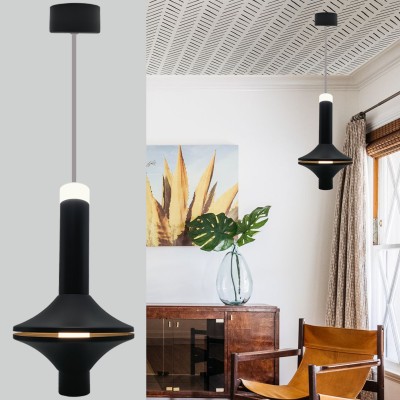 Sinoman Sinoman 8W Black LED Hanging Pendant Light for Bedroom, Living Room Pendants Ceiling Lamp(Black)