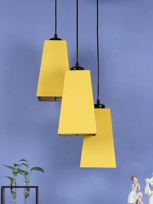 Devansh Devansh Yellow Cotton Pyramid Cluster Hanging Lamp Pendant Lamp Ceiling Lamp(Yellow)