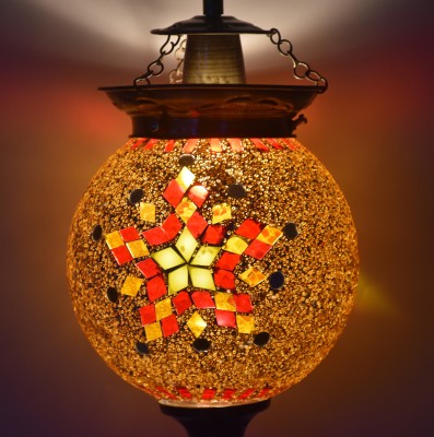 Lovekush Handicrafts Yellow Pendants Ceiling Lamp(Yellow)