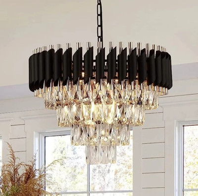 KAYUV Bluetooth chandelier with Speaker 500mm black gold remote control Multicolored Chandelier Ceiling Lamp(Black, Gold)