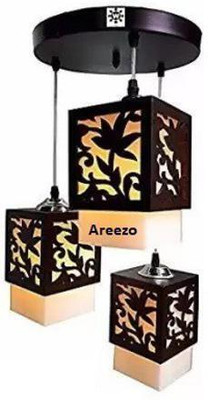 Whiteray Leaf Design CLuster Lotus Chandelier for home (Bulb not included)(Pack of 1) Pendant Lamp Ceiling Lamp(Brown, White)