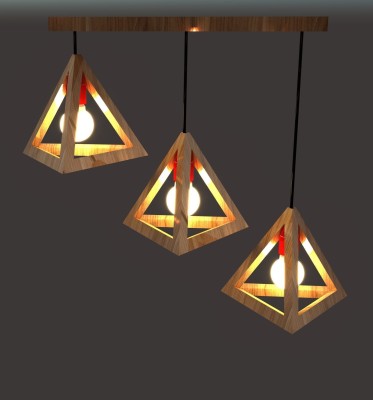 WOODSTREAM Wooden Pendant Ceiling Hanging Lamp Chandelier Lamp for Home Decoration Pendants Ceiling Lamp(Yellow)