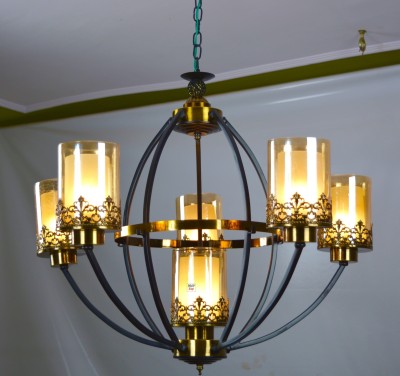 Prop It Up European Style Modern Design 5+1 light Black/Golden Chandelier Without BUlb Chandelier Ceiling Lamp(White)
