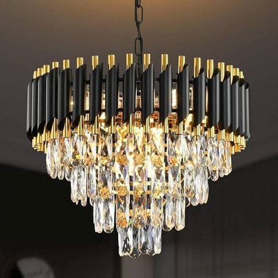 GENREE Chandelier Ceiling Lamp(Black, Gold)