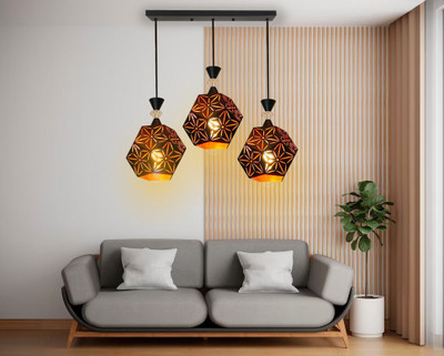 GAUVIK GAU -BLACK 1125 LINEAR THAALI Chandelier Ceiling Lamp(Black)