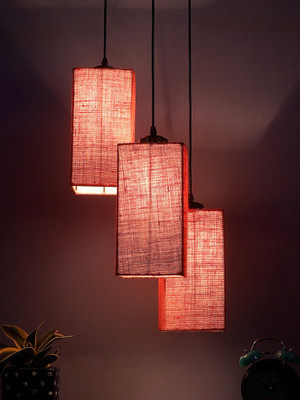 Devansh Devansh Pink Jute Square Cluster Hanging Lamp Pendant Lamp Ceiling Lamp(Pink)