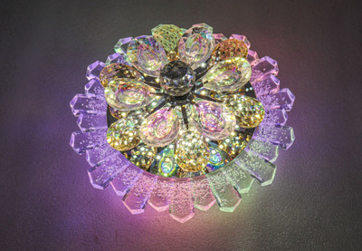 Swanart Rotating Crystal Flower Chandelier Ceiling Lamp(Multicolor)