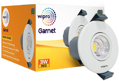Wipro Garnet 3w mini spotlight, pack of 1 Recessed Ceiling Light Ceiling Lamp(Red)