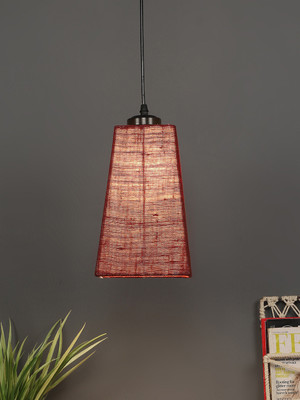 Devansh Maroon Jute Pyramid Hanging Lamp For Home, Office And Living Area Pendant Lamp Ceiling Lamp(Maroon)