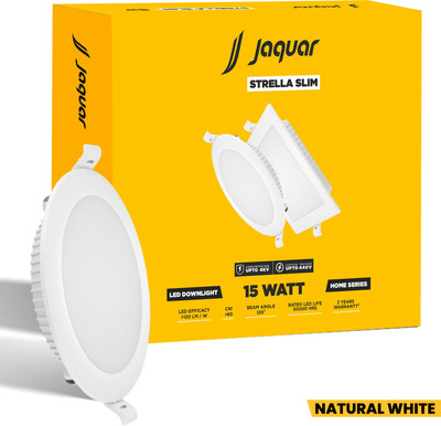 Jaquar Strella Slim 15W Round Recess Down Light - Natural White (Pack of 1) Ceiling Light Ceiling Lamp(White)