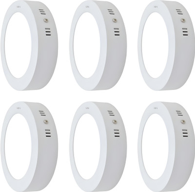 MNLight Moon Light LED 9 Watts Round Surface Down Light, Pack of 6, Cool White Recessed Ceiling Light Ceiling Lamp(White)