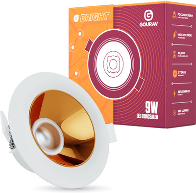 GOURAV G Bright 9W Rose Gold Downlight, Extra Bright Cool White, Concealed Design Downlighter Ceiling Light Ceiling Lamp(White)