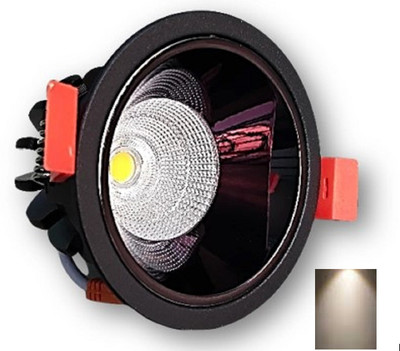 OTSLights 12W Pure Black Reflector LED Ceiling COB Light (Warm White,Cutout - 7cm) Recessed Ceiling Light Ceiling Lamp(Black)
