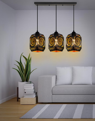 GAUVIK GAU- 1115 BLACK LINEAR THAALI Chandelier Ceiling Lamp(Black)