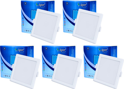 ASTER LITE 8-Watt Slim Square LED Panel/Ceiling Light (Cool White, Pack of 5) Recessed Ceiling Light Ceiling Lamp(White)