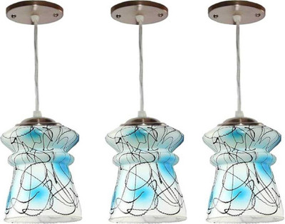 VAGalleryKing Three Glass Hanging Light Flush Mount Ceiling Light Pendant Lamp Ceiling Lamp(Blue)