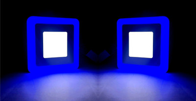 Hybrix LED Square Surface Light, 6 Watt (3+3) Dual Color 3D Effect Blue/White Light, 2 Recessed Ceiling Light Ceiling Lamp(White) Hybrix LED Square Surface Light, 6 Watt (3+3) Dual Color 3D Effect Blue/White Light, 2 Recessed Ceiling Light Ceiling Lamp(White)