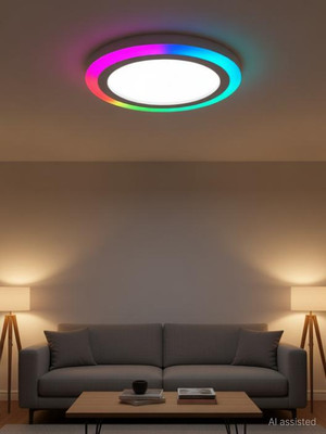Happy Selling 6Watt LED White+PGB Round Surface Panel Lights (Pack of 1) Ceiling Light Ceiling Lamp(Pink, Green, Blue)